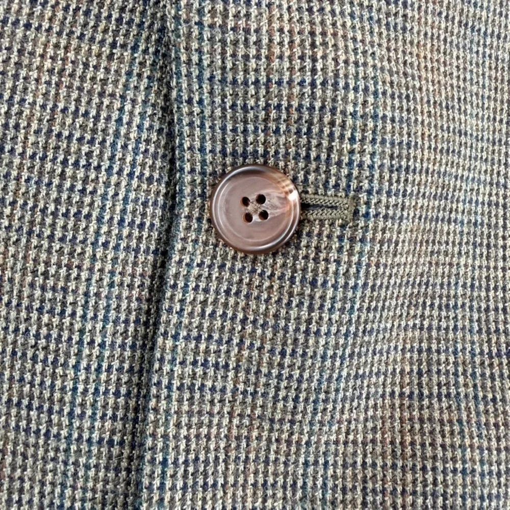 Vintage Ralph Lauren Blazer Sport Coat Men 42L Brown 100% Wool Houndstooth
